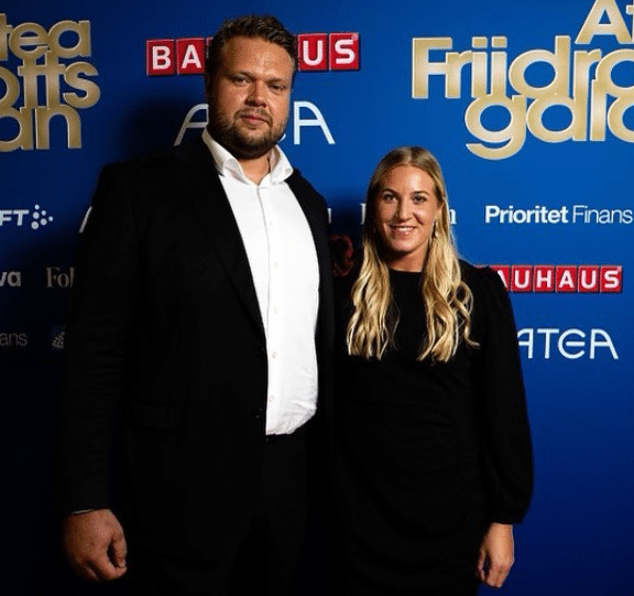 Daniel Ståhl ja Fanny Roos yhdessä yleisurheilugaalassa